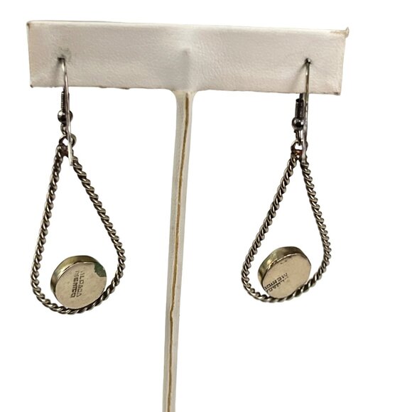 Vintage Alpaca Mexico Teardrop Earrings With Abalone Inlay & Twist Design For Wo - Picture 7 of 9